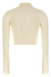 ribbed stretch wool and viscose blend cardigan