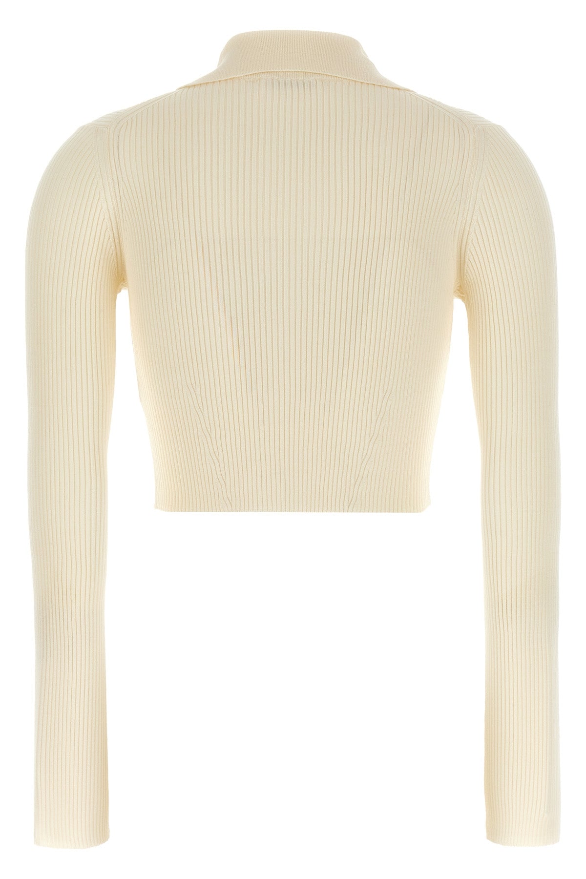 ribbed stretch wool and viscose blend cardigan