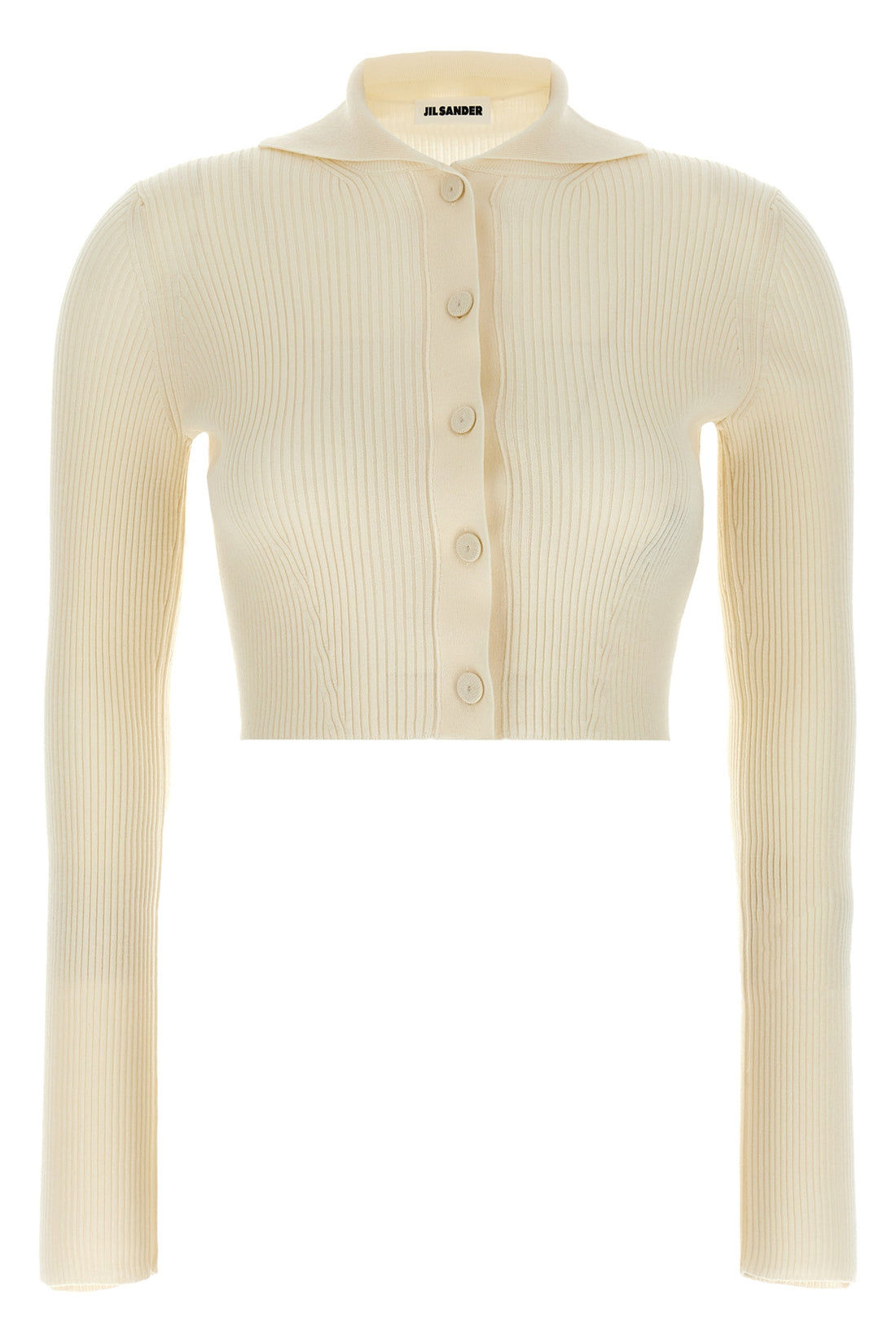 JIL SANDER 32 ribbed stretch wool and viscose blend cardigan