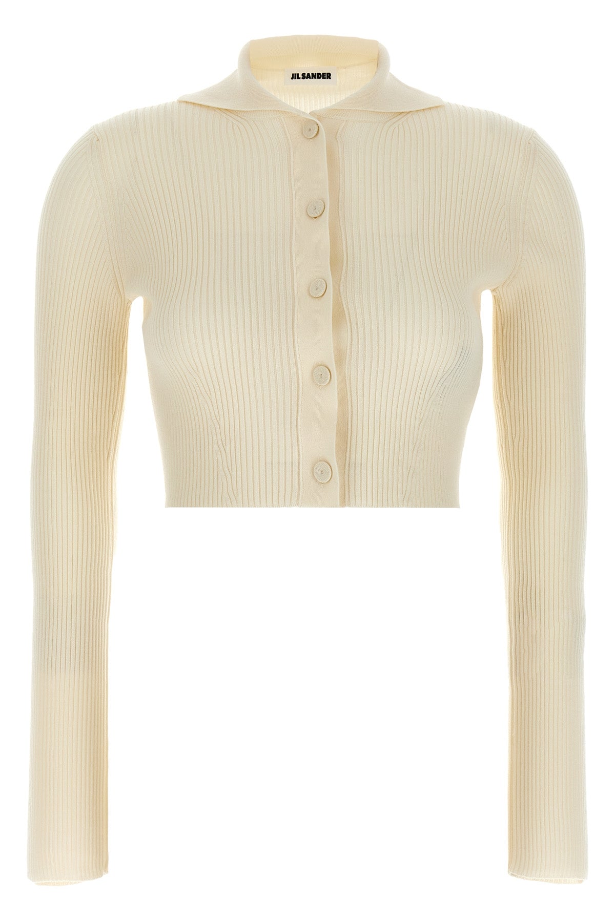 ribbed stretch wool and viscose blend cardigan