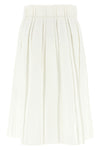 pleated linen midi skirt