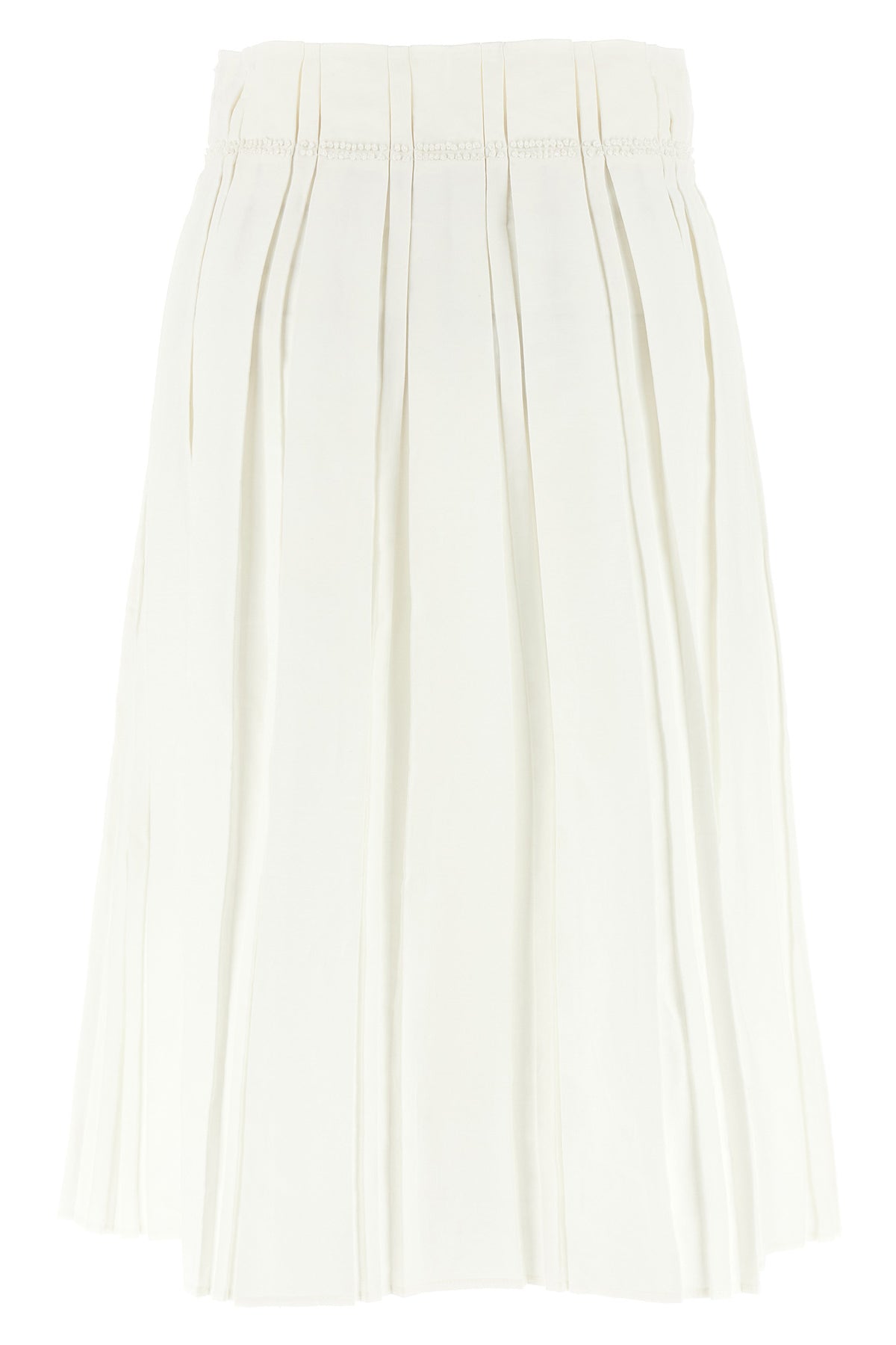 pleated linen midi skirt