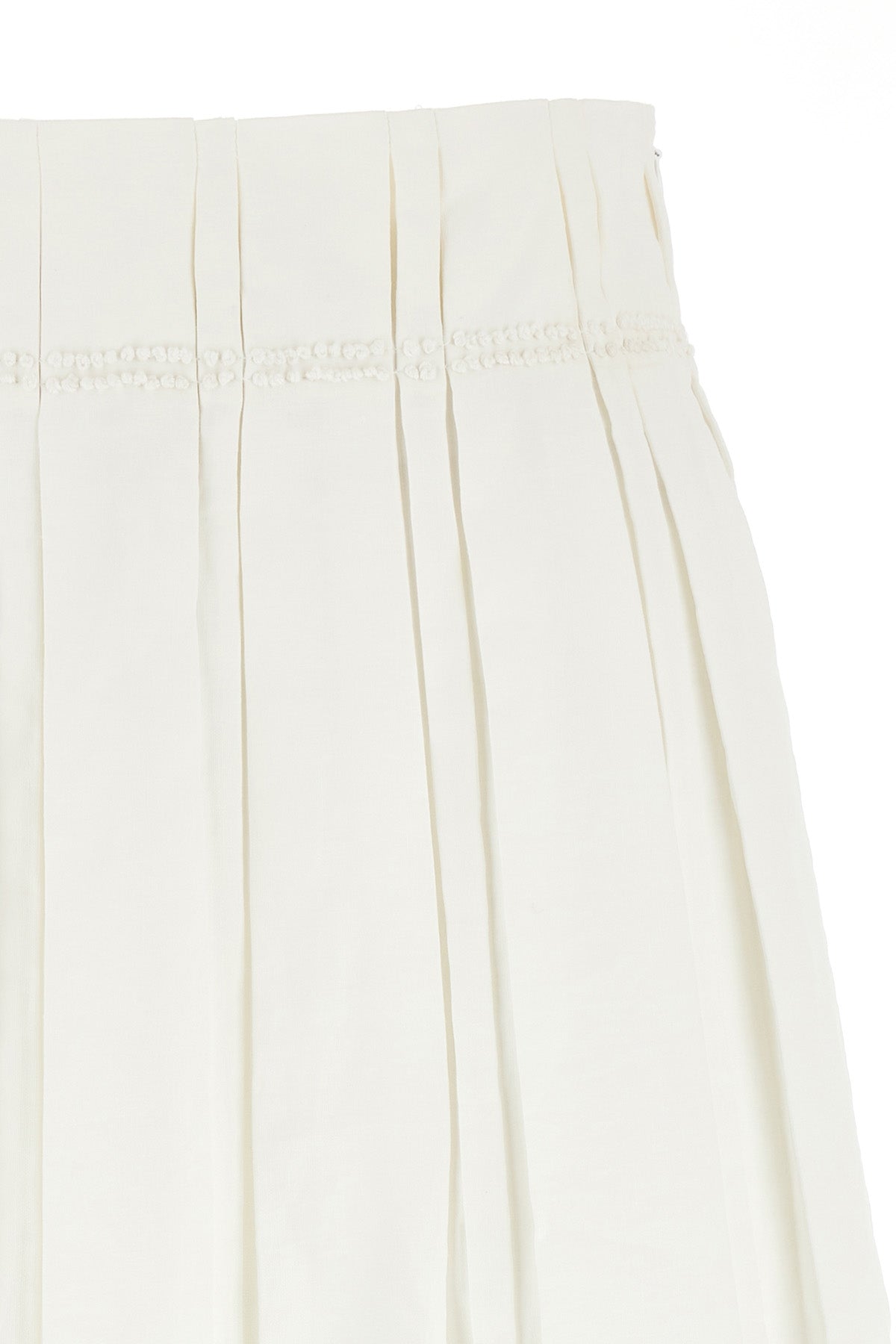 pleated linen midi skirt