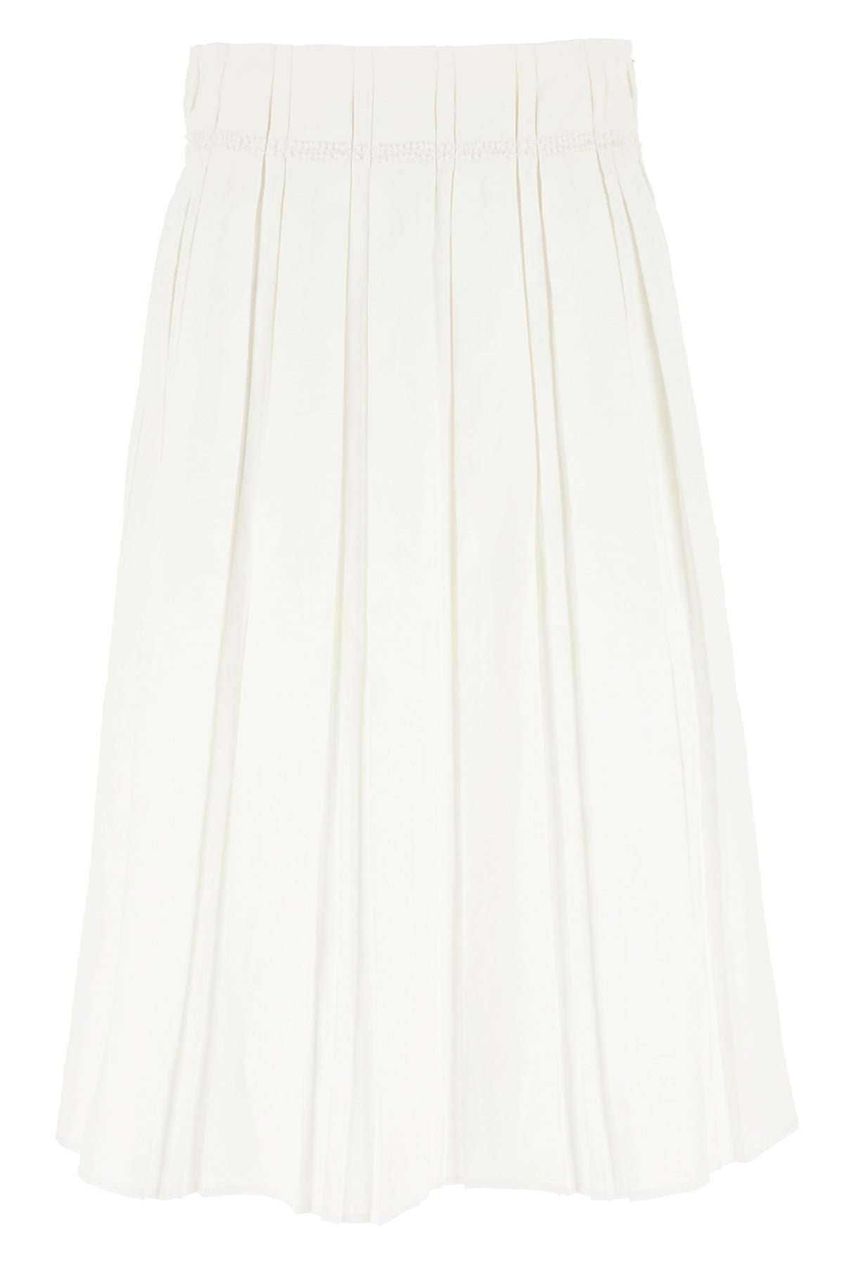pleated linen midi skirt