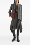 pleated wool canvas midi skirt