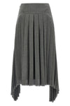 pleated wool canvas midi skirt