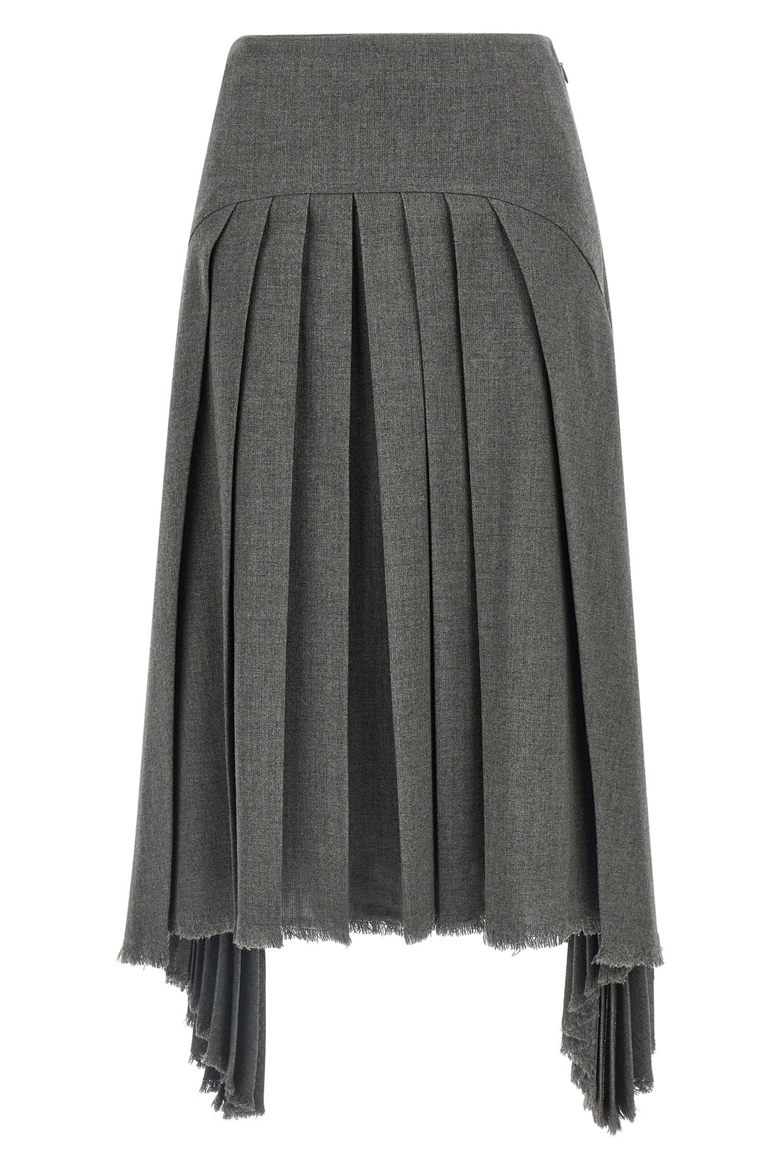 JIL SANDER 34 pleated wool canvas midi skirt