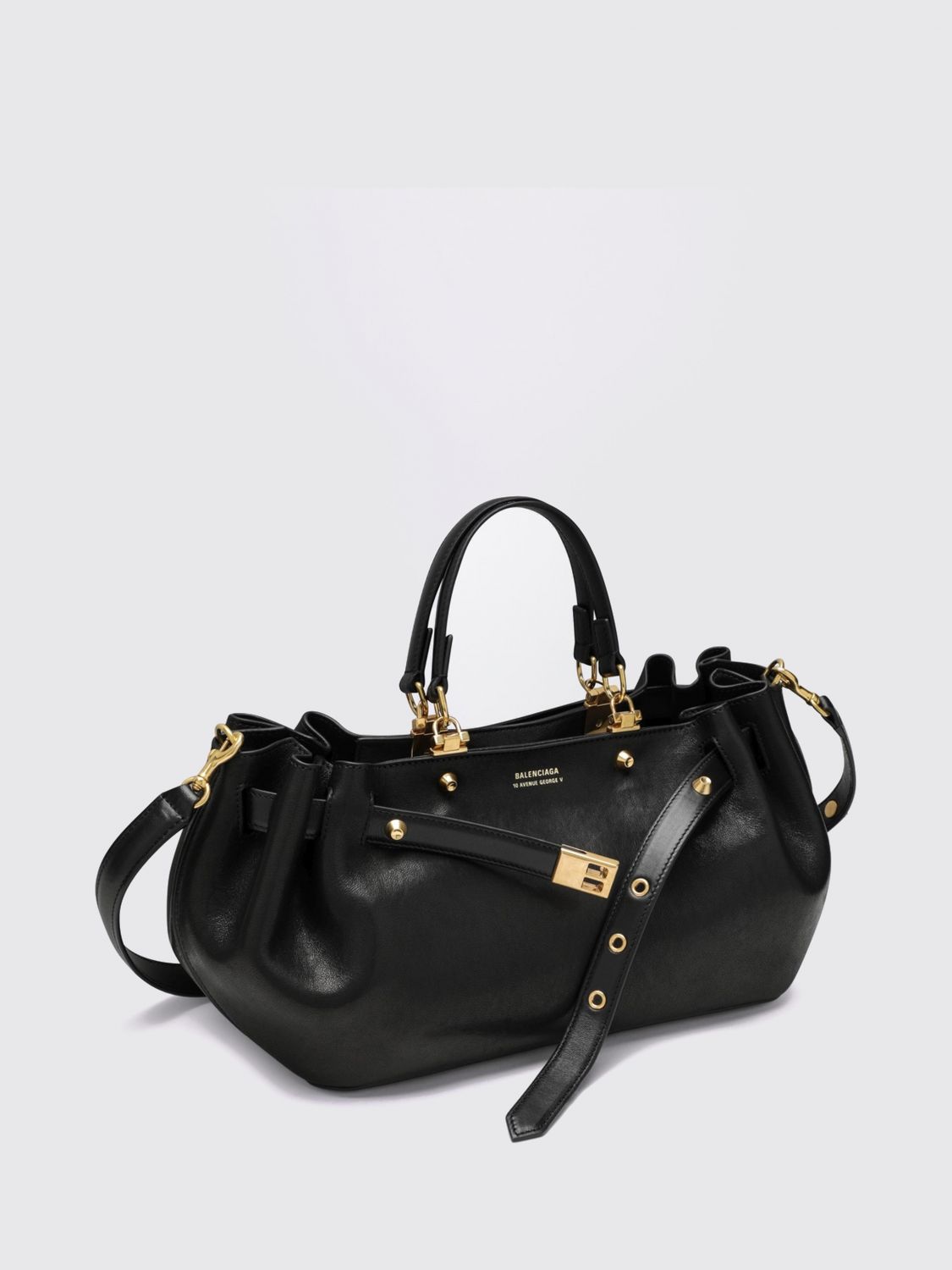 carry leather handbag with rigid handle and removable strap