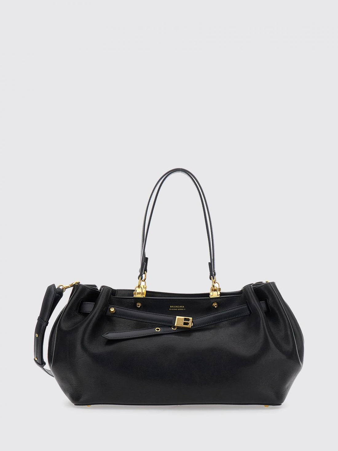 BALENCIAGA OS medium fan tote bag in leather with double handle