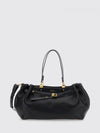 medium fan tote bag in leather with double handle