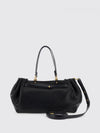 medium fan tote bag in leather with double handle