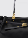 medium fan tote bag in leather with double handle