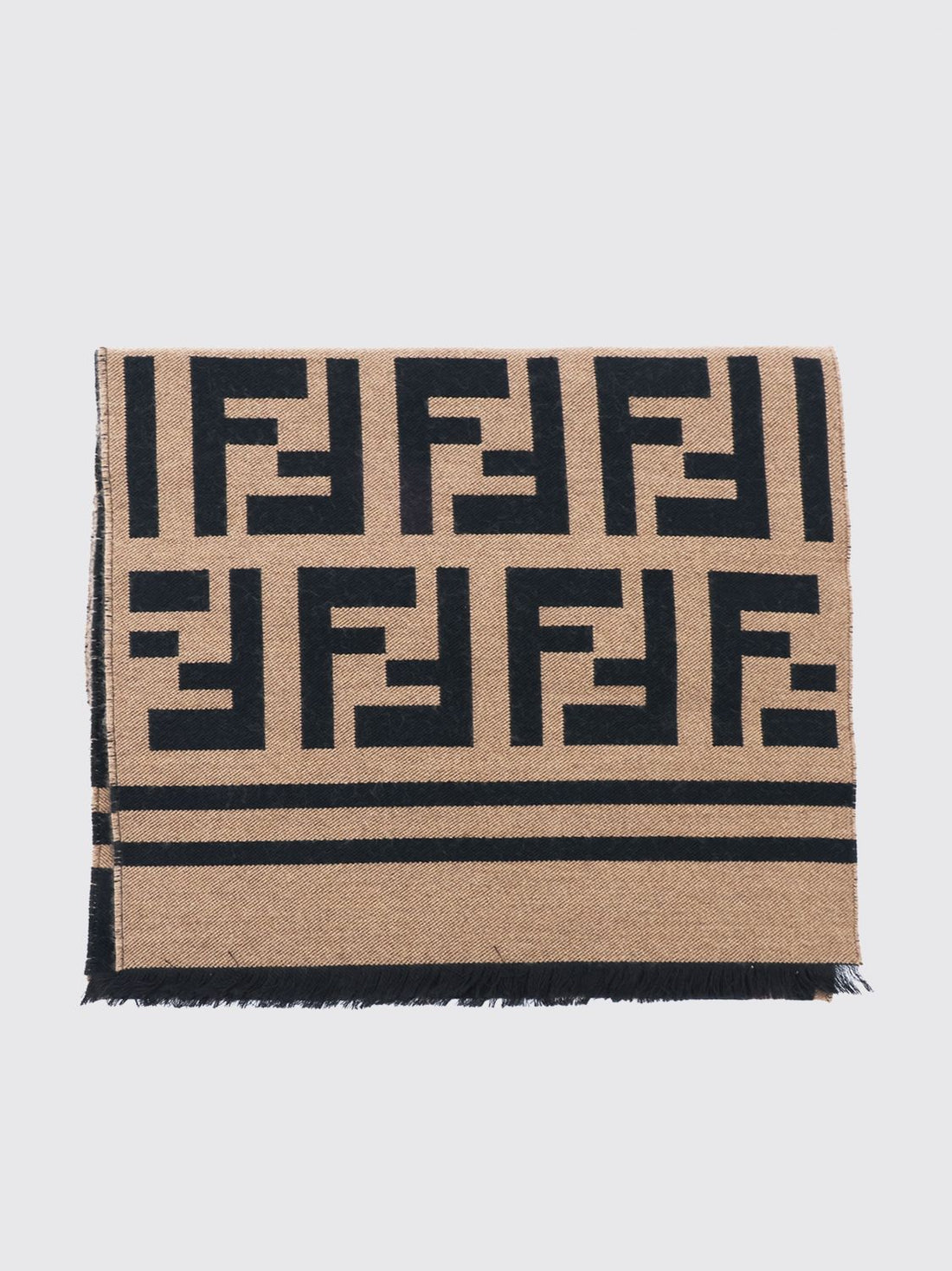 FENDI OS wool and silk blend scarf with jacquard ff monogram