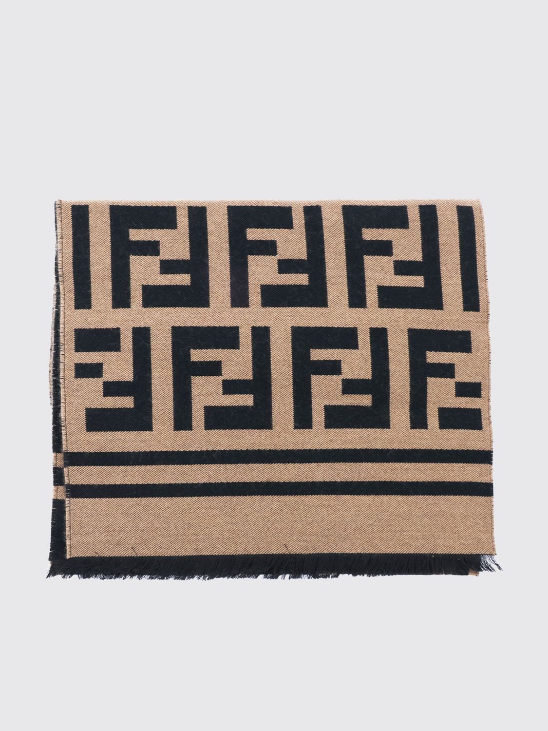 wool and silk blend scarf with jacquard ff monogram