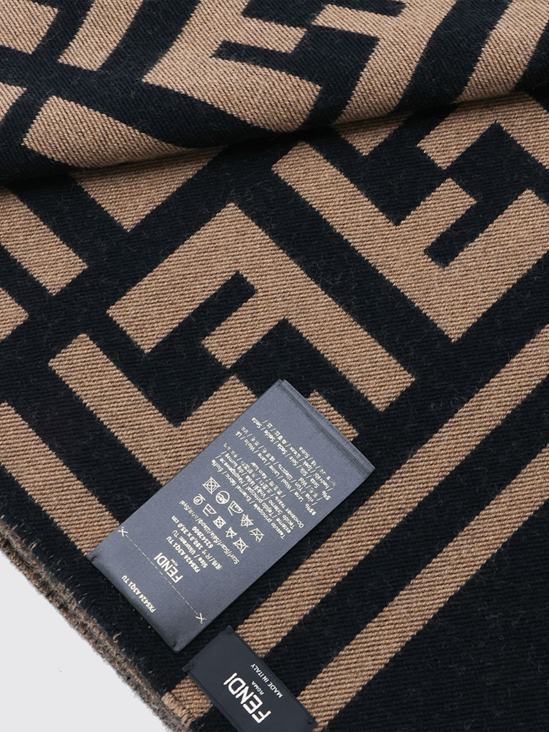 wool and silk blend scarf with jacquard ff monogram