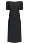 the jil sander midi dress redefines the codes of evening elegance through a scul