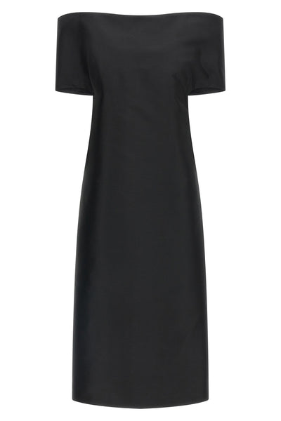 the jil sander midi dress redefines the codes of evening elegance through a scul
