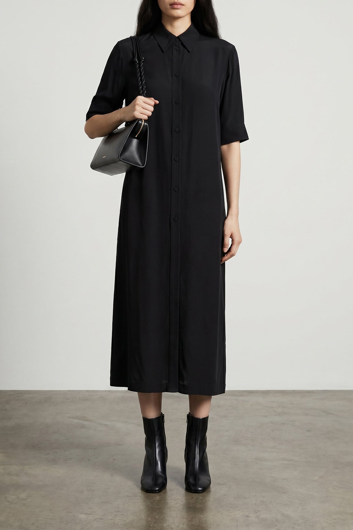 long shirt in fluid viscose