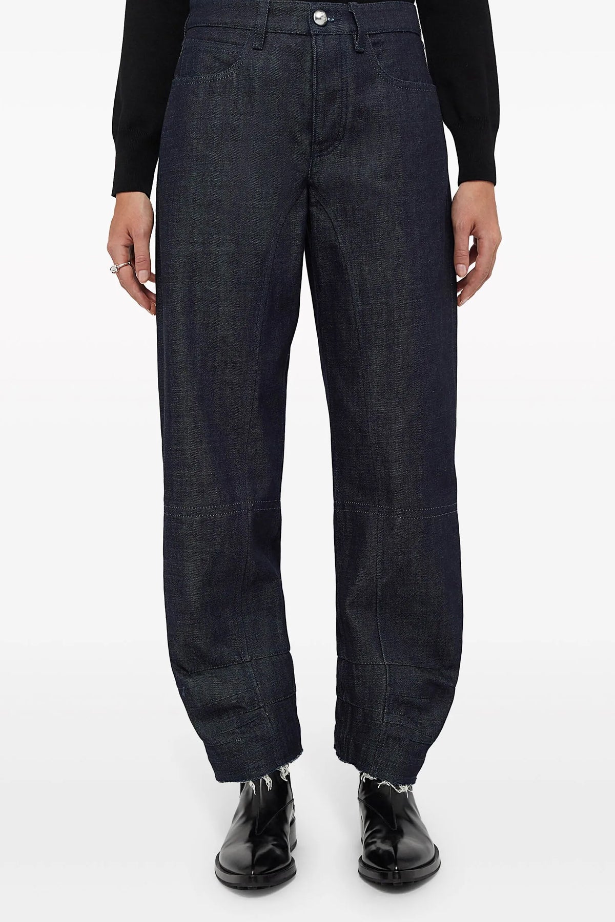 high-waisted cotton denim jeans