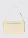 smooth leather shoulder bag with clasp closure and laminated logo