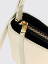 smooth leather shoulder bag with clasp closure and laminated logo
