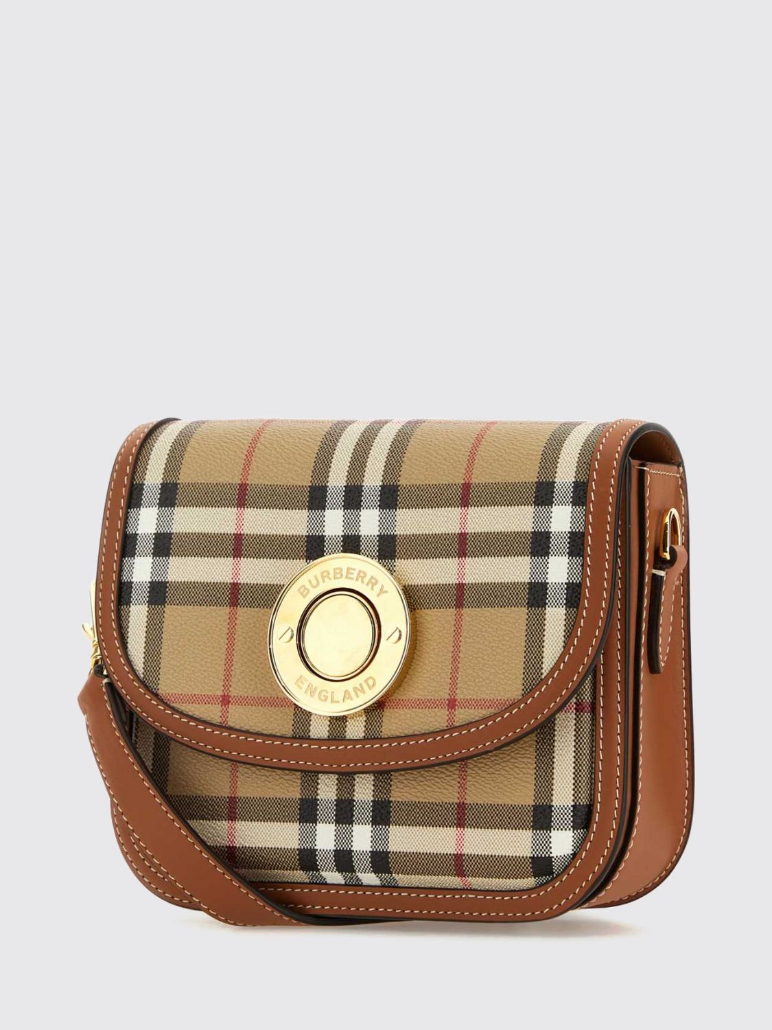 elisabeth vintage check cotton mini bag with equestrian knight logo