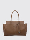 grained calf leather shoulder bag with double handle and charm