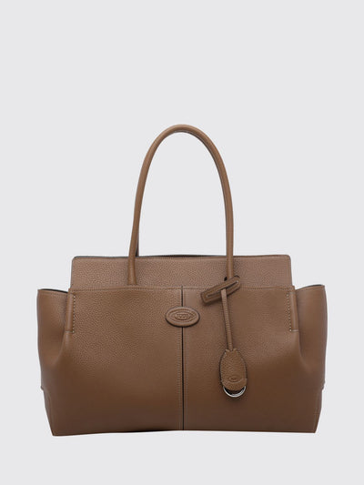 grained calf leather shoulder bag with double handle and charm