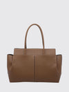 grained calf leather shoulder bag with double handle and charm