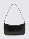 croc-effect bovine leather shoulder bag with zip closure
