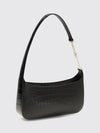 croc-effect bovine leather shoulder bag with zip closure