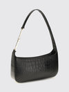 croc-effect bovine leather shoulder bag with zip closure