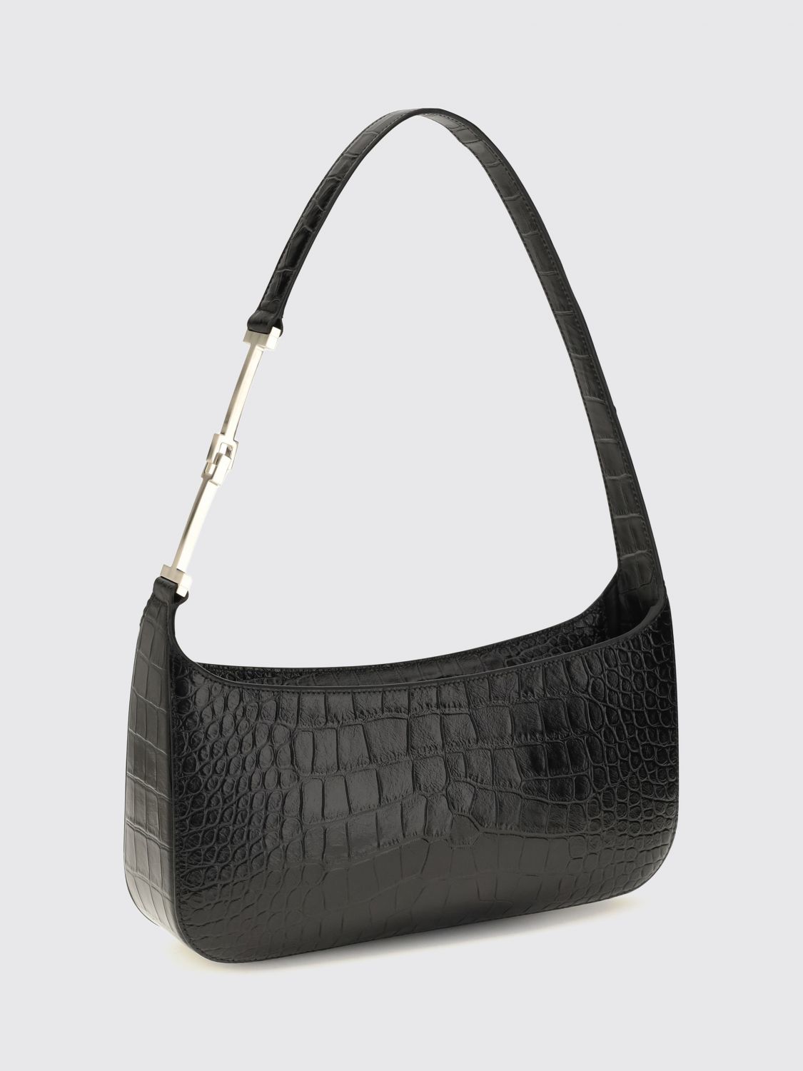 croc-effect bovine leather shoulder bag with zip closure