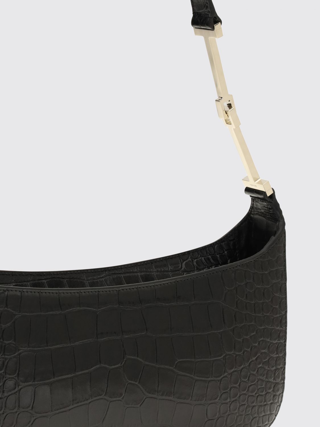 croc-effect bovine leather shoulder bag with zip closure