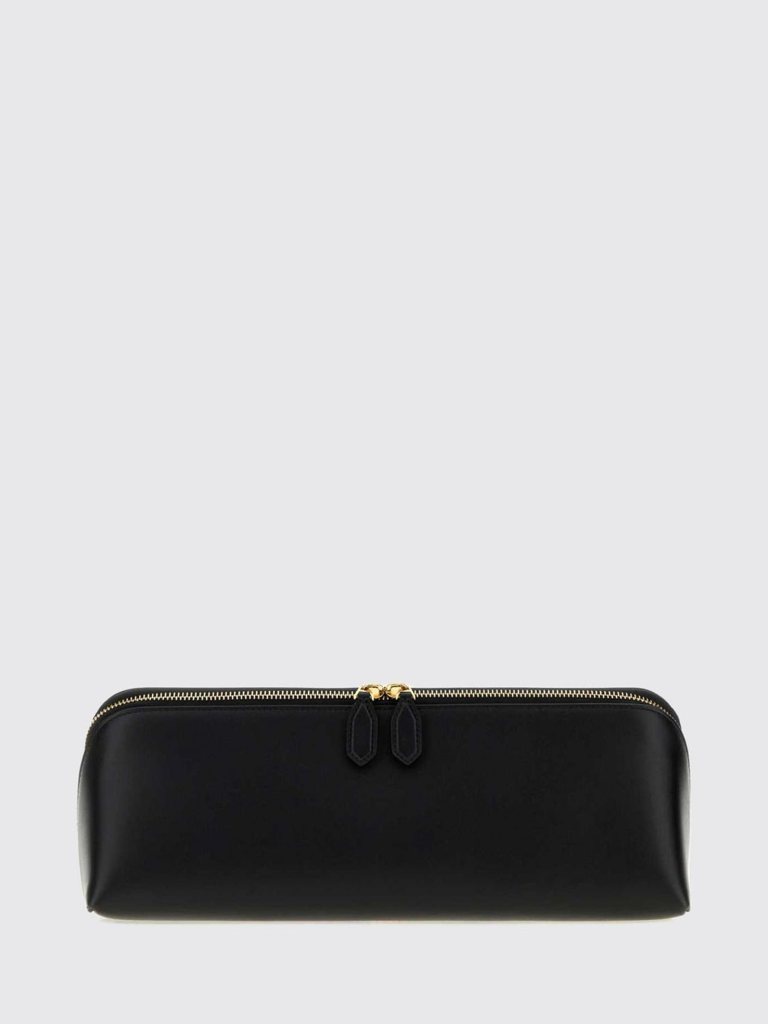 ALAÏA OS delta smooth calf leather clutch with double zip closure