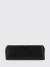 delta smooth calf leather clutch with double zip closure