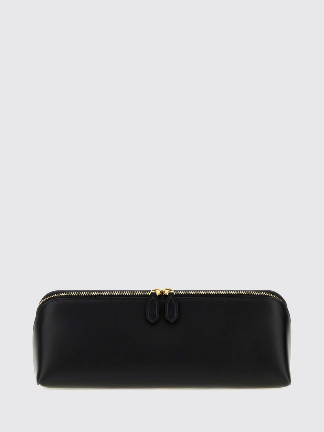 delta smooth calf leather clutch with double zip closure