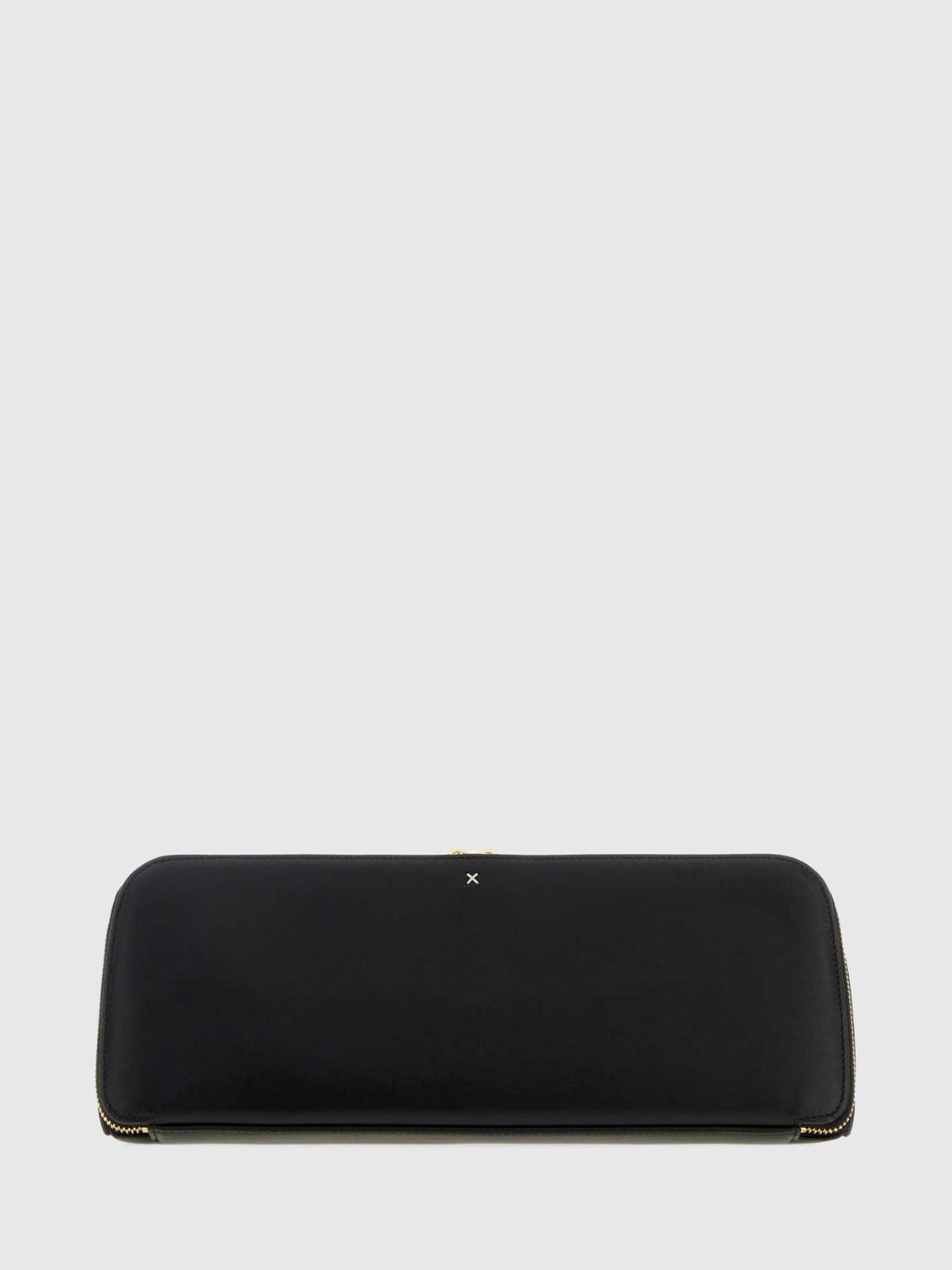 ALAÏA OS delta smooth calf leather clutch with double zip closure