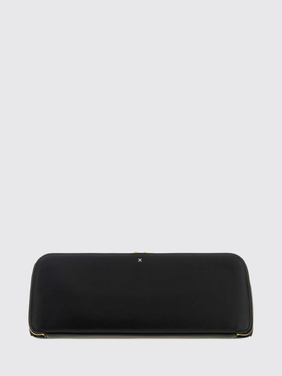 delta smooth calf leather clutch with double zip closure