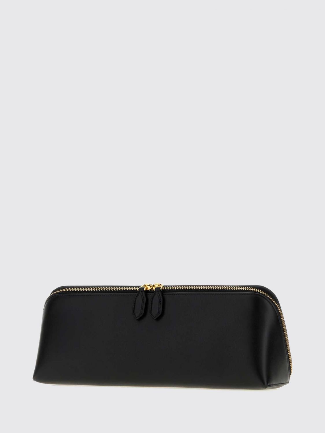 delta smooth calf leather clutch with double zip closure