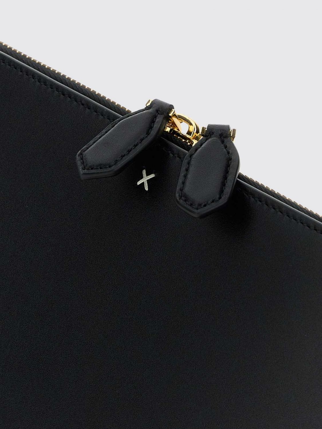 delta smooth calf leather clutch with double zip closure