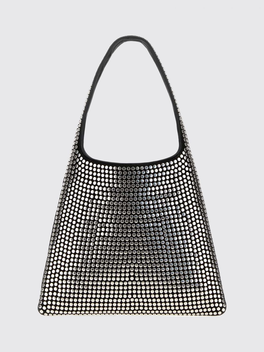 studded leather hobo bag with flat handle