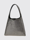 studded leather hobo bag with flat handle