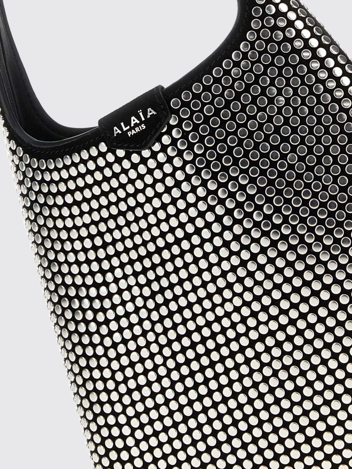studded leather hobo bag with flat handle