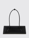 le teckel flap sheepskin leather shoulder bag with double handle