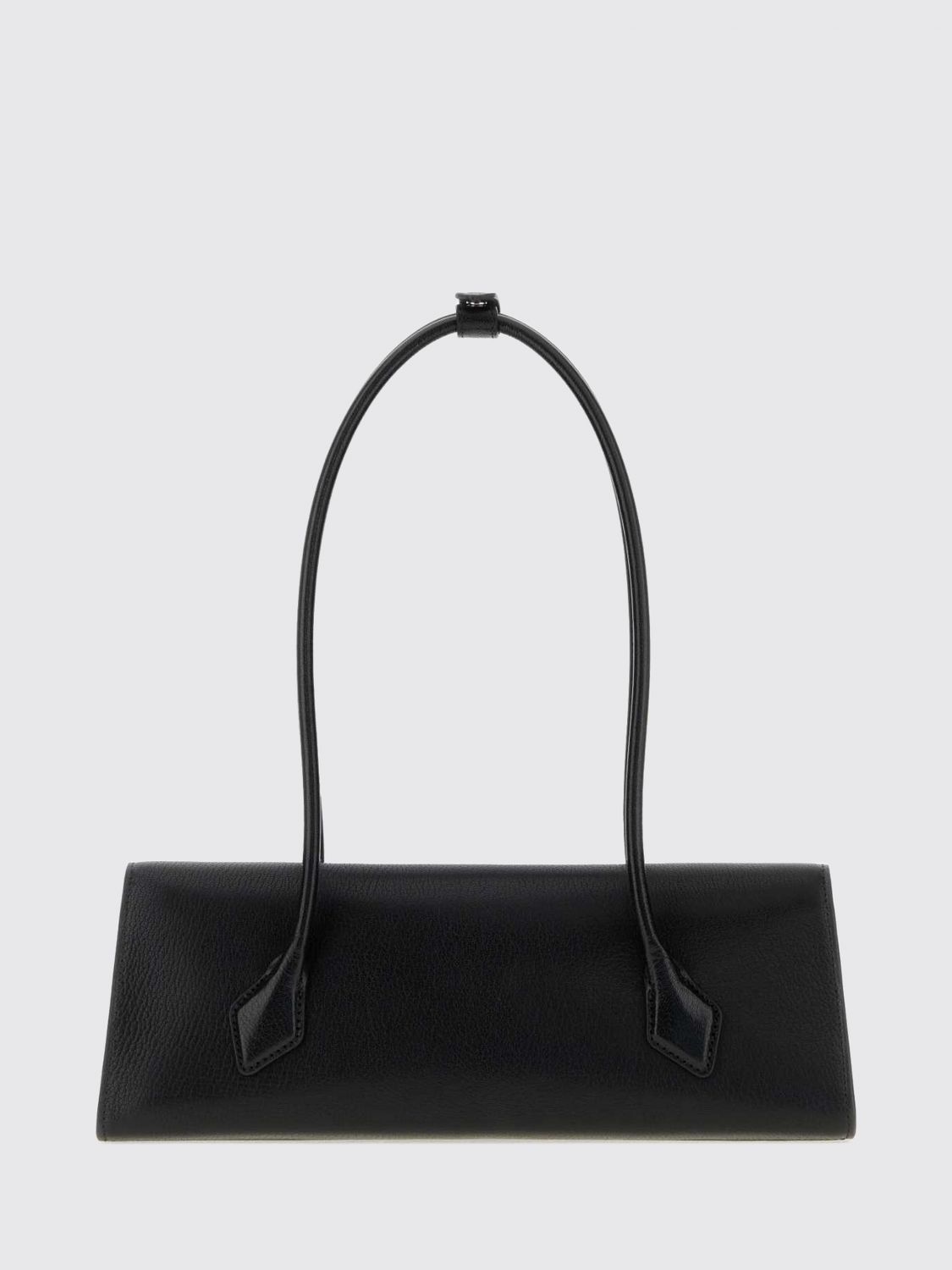 le teckel flap sheepskin leather shoulder bag with double handle