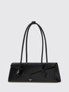 le teckel flap sheepskin leather shoulder bag with double handle