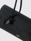 le teckel flap sheepskin leather shoulder bag with double handle
