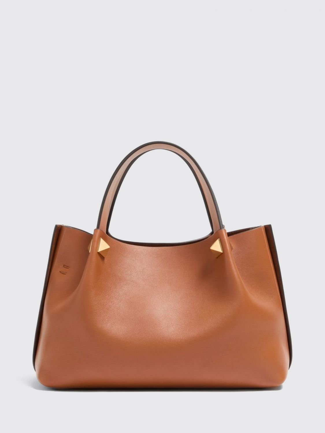 leather handbag with studs and vlogo signature