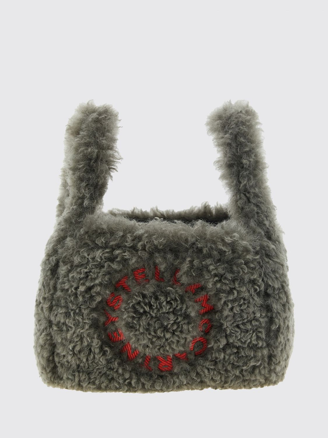 STELLA MCCARTNEY OS vegan shearling mini handbag with embroidered logo